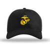 Eagle Globe & Anchor Structured USMC Hat embroidery - Black Hat w/ Gold - BLACK