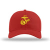 Eagle Globe & Anchor Structured USMC Hat - Red Hat w/ Gold - RED