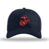 Eagle Globe & Anchor Structured USMC Hat - RED Logo - NAVY