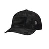 American Flag Blackout PVC Patch Structured Trucker Hat - BLACK CAMO/BLACK