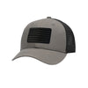 American Flag Blackout PVC Patch Structured Trucker Hat - CHARCOAL/BLACK