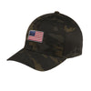 American Flag Flex Patch Flexfit Structured Hat - MULTICAM BLACK