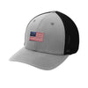 American Flag Flex Patch Flexfit Structured Trucker - SILVER/BLACK