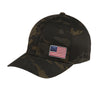 Offset American Flag Flex Patch Flexfit Structured Hat - MULTICAM BLACK