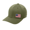 Offset American Flag Flex Patch Flexfit Structured Hat - OD GREEN