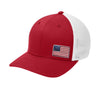 Offset American Flag Flex Patch Flexfit Structured Trucker - RED/WHITE