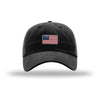 American Flag Flex Patch Unstructured Dad Hat - BLACK