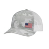 Offset American Flag Flex Patch Structured Trucker Hat - WHITE CAMO/WHITE