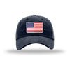American Flag PVC Patch Unstructured Dad Hat - NAVY