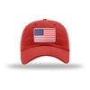 American Flag PVC Patch Unstructured Dad Hat - RED