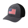 American Flag PVC Patch Flexfit Structured Trucker - GRAPHITE/BLACK
