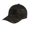 Blackout American Flag PVC Patch Flexfit Structured Hat - MULTICAM BLACK