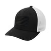 Blackout American Flag PVC Patch Flexfit Structured Trucker - BLACK/WHITE