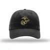 Eagle Globe & Anchor Unstructured USMC Hat embroidery- Black Hat w/ OD - BLACK