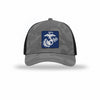 Navy & Silver EGA PVC Patch Camo Structured Trucker - GREY CAMO/BLACK