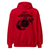 Eagle Globe & Anchor Classic Blackout Hoodie - Red