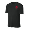 Eagle Globe & Anchor Red Left Chest Performance T-Shirt - BLACK