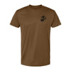 Coyote Brown Left Chest Eagle, Globe, and Anchor Established Performance T-Shirt- Black Logo - COYOTE BROWN