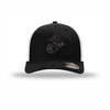 Flexfit Eagle Globe & Anchor Carbon Fiber Patch Structured Trucker - BLACK/WHITE