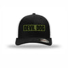 Flexfit Devil Dog OD Green Patch Structured Trucker - BLACK/WHITE
