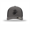 Flexfit Eagle Globe & Anchor Carbon Fiber Patch Structured Trucker - GRAPHITE/BLACK