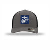 Navy & Silver EGA Flexfit PVC Patch Structured Trucker - GRAPHITE/BLACK