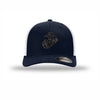 Flexfit Eagle Globe & Anchor Carbon Fiber Patch Structured Trucker - NAVY/WHITE