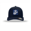 Navy & Silver EGA Flexfit PVC Patch Structured Trucker - NAVY/WHITE