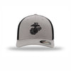 Flexfit Eagle Globe & Anchor Carbon Fiber Patch Structured Trucker - SILVER/BLACK