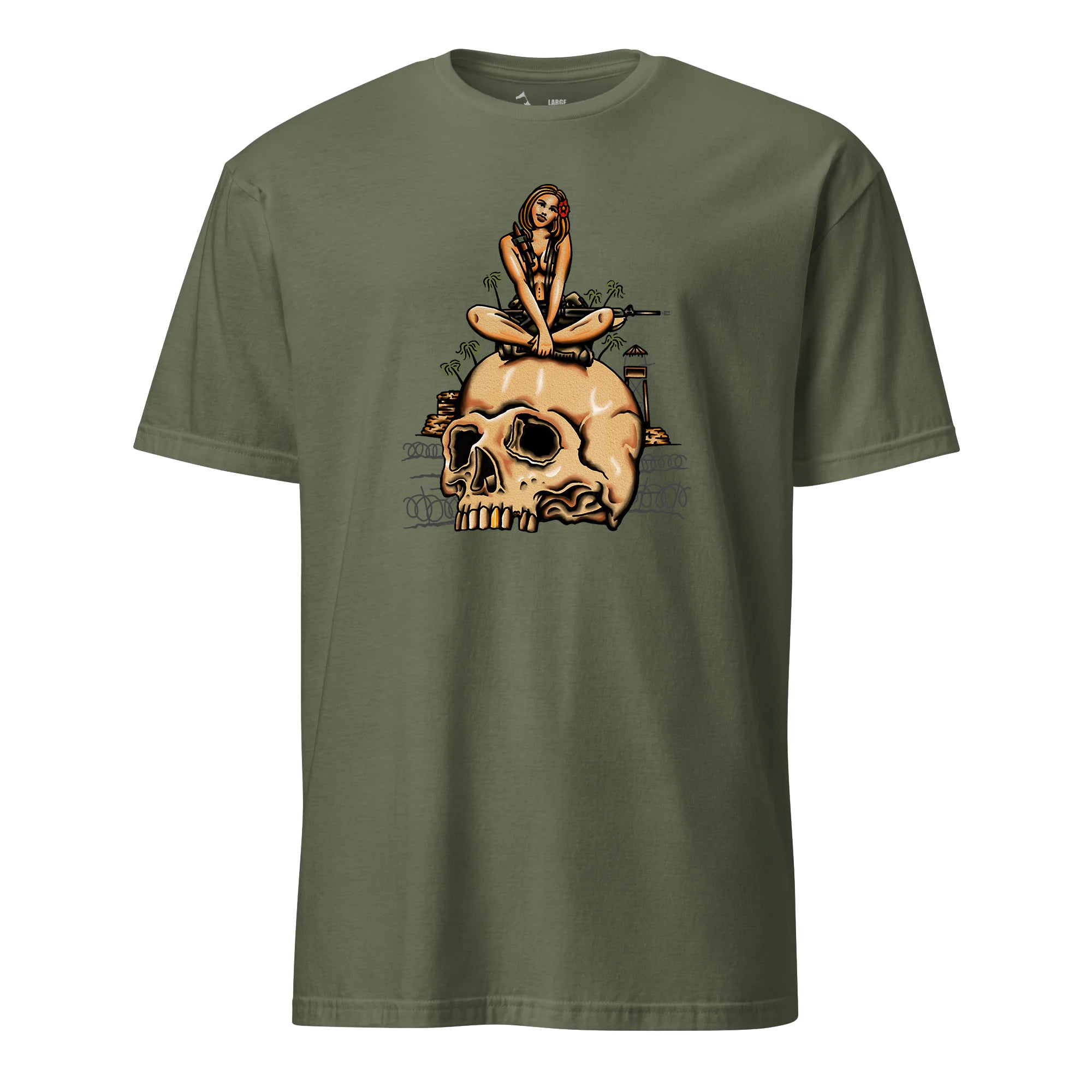 Infantry Vietnam Pin-Up On Skull T-Shirt