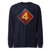 4th Marine Division Diamond Plate Long Sleeve T-Shirt - NAVY