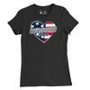 Women's Marine Mom Heart T-Shirt - BLACK