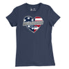Women's Marine Mom Heart T-Shirt - NAVY