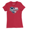 Women's Marine Mom Heart T-Shirt - RED