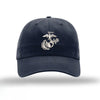 Eagle Globe & Anchor Unstructured USMC Hat embroidery- Navy Hat w/ Grey - NAVY