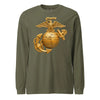 Matte Gold Eagle Globe & Anchor Long Sleeve T-Shirt - OD GREEN