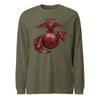 Matte Red Eagle Globe & Anchor Long Sleeve T-Shirt - OD GREEN