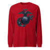 Matte Blue Eagle Globe & Anchor Long Sleeve T-Shirt - RED