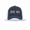 Devil Dog Carbon Fiber Patch Camo Structured Trucker - NAVY CAMO/WHITE