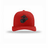 Eagle Globe & Anchor Carbon Fiber Patch Structured Trucker - RED/WHITE