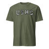 USMC Arch Blackout Woodland Camo T-Shirt - OD GREEN