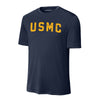 USMC Arch Gold Performance T-Shirt - NAVY