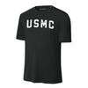 USMC Arch White Performance T-Shirt - BLACK