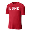 USMC Arch White Performance T-Shirt - RED