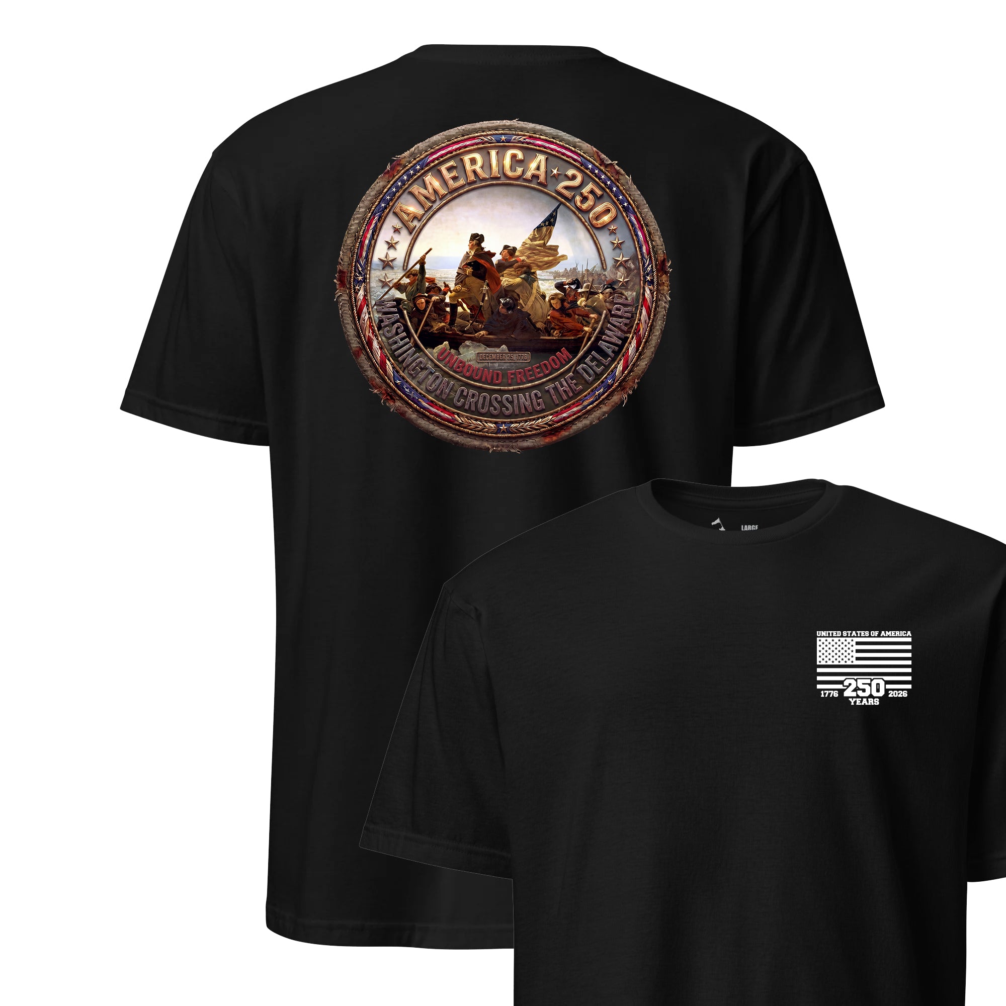 America 250 Washington Crossing the Delaware T-Shirt | USA Made