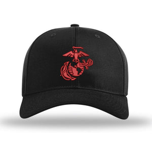 3D Eagle Globe & Anchor Structured USMC Hat - RED Logo