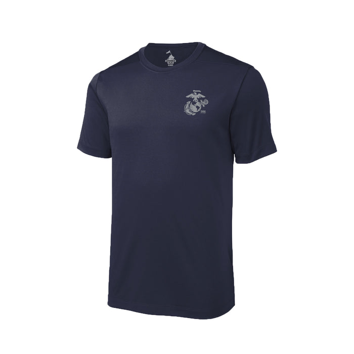 Left Chest Eagle, Globe, and Anchor Established Performance T-Shirt - Navy