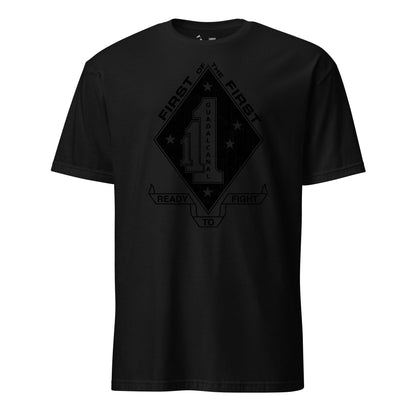 1st Battalion 1st Marines Blackout T-Shirt - USMC unit subdued tee