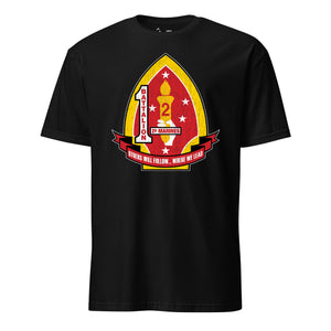 1st Battalion 2nd Marines T-Shirt in Black - USMC unit tee