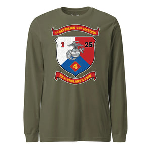 1st Battalion 25th Marines Long Sleeve T-Shirt in OD Green - USMC unit tee